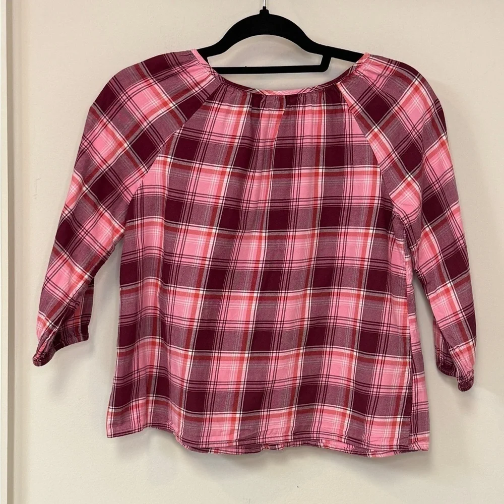 GAP Kid: Girls Pink / White / Red Plaid Button Down Shirt, Size XL